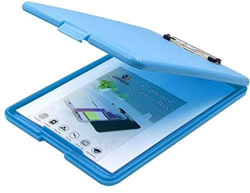 Offidix A4 Silm Klemmbrett, Ordner, Konferenz-Kunststoff-Ordner, Klemmbrett, Papierhalter, Aufbewahrungs-Klemmbrett, ideal für Schule, Haus und Büro, umklappbares Klemmbrett (Blau)