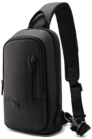 HEROIC KNIGHT Umhängetasche Herren, Schultertasche Herren wasserdichte Brusttasche handliche Umhängetaschen Herren, Freizeittasche mit USB-Ladenanschluss für Reise, Freizeit Business-Schwarz