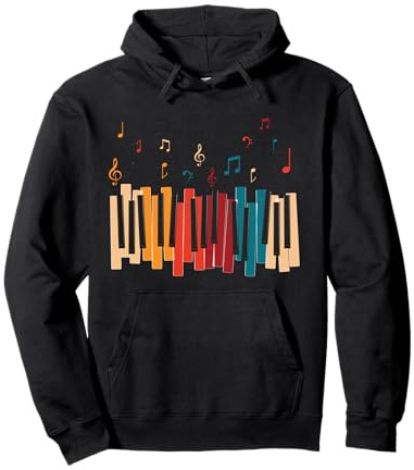 Musiknoten Pianisten Geschenk Farbenfrohes Klavier Pullover Hoodie