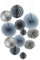 EASY JOY Seidenpapier Pompoms, Grau Dekoration Papier Wabenbälle Rosetten Lampion Seidenpapier, Hochzeit, Geburtstag, Babyshower, Hauptdekorationen