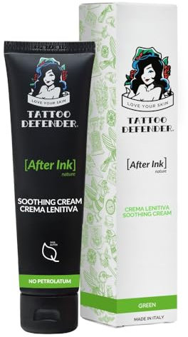 Tattoo Defender – After Ink Nature 100 ml – Beruhigende Und Feuchtigkeitsspendende Creme Zur Pflege Neuer Tattoos – Mit Hyaluronsäure Und Sheabutter – Ohne Vaseline – Dermatologisch Getestet