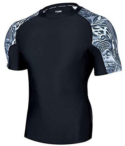 HUGE SPORTS Men's Rash Vest Short Sleeve Rash Guard UPF 50+ | UV Protection 4-Way Stretch Quick Dry Breathable Compression Fit Chlorine-Resistant