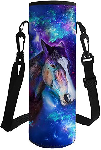 Belidome Sac de transport isotherme pour bouteille d'eau Motif cheval galaxie 500 ml