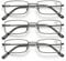 SKYWAY 3 Pack Lesebrille für Herren, Metallrahmen Blaulicht Blockierende Brillen, Leichte Blendschutz-Computerspielleser (Grau, 1.0)