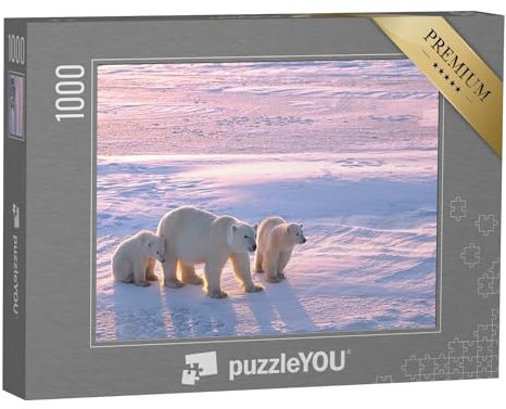 puzzleYOU: Puzzle 1000 Teile „Eisbär mit Jungtieren in der kanadischen Arktis“ – aus der Puzzle-Kollektion Polar-Regionen