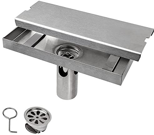 Bodenablauf 20 cm Silber Abflusssieb- TIANLIN Duschrinne aus Glattem Rostigem Stahl, Bodenablauf Dusche mit Zwei Ablaufarten, Geeignet für Geruchsschutz, Insektenschutz und Entwässerung