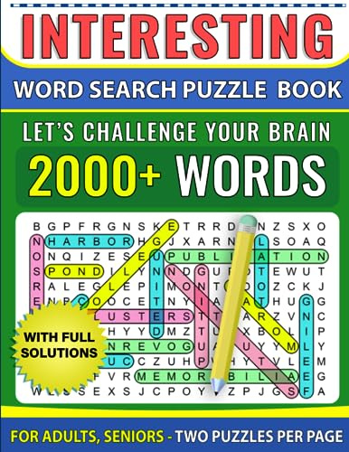 Interesting Word Search Puzzle Book for Adults, Seniors: 2000+ Words With Full Solutions (Big Large Set 5 in 1, Band 1)