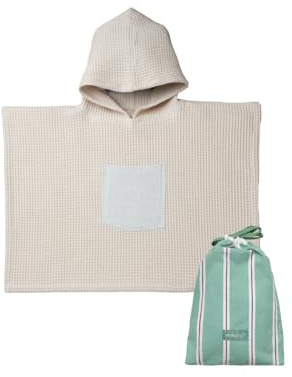 molis&co. Poncho de Baño para Niños de 7-8 años. Zinnia. Toalla con Capucha para Playa. Bata de baño para niño Ligera y Compacta. (Oeko-Tex 100).
