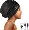 Vanocat Bonnet de bain extra large pour enfants - Cheveux longs - Imperméable - Pour filles et garçons - Pour cheveux longs, épais, bouclés et dreadlocks - Tissage afro (noir)
