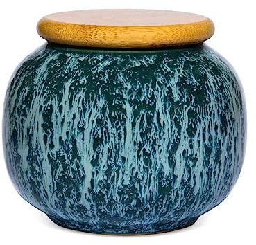 Teeladen Herzberg MAOCI - Japan Design - Porzellan Teedose/Vorratsdose 250ml Türkisblau-meliert