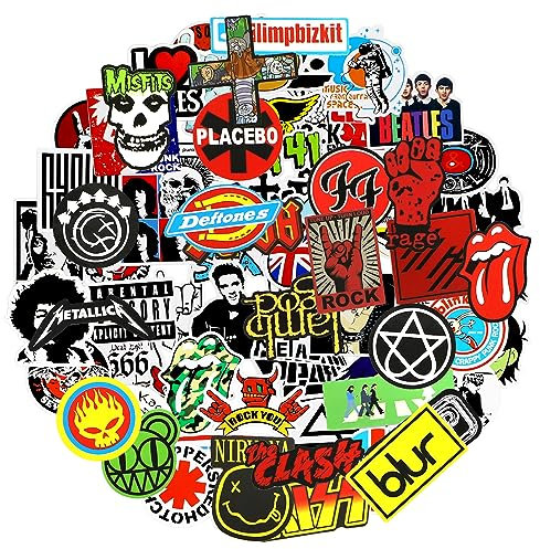Rock Music Band Aufkleber 100 Stück Vinyl Wasserdicht Decals Fashion Hip-Hop Decals Graffiti Aufkleber für Teenager Erwachsene Laptop Wasserflasche Motorrad Fahrrad Skateboard Gepäck Y4-YGTZ (Music-B)