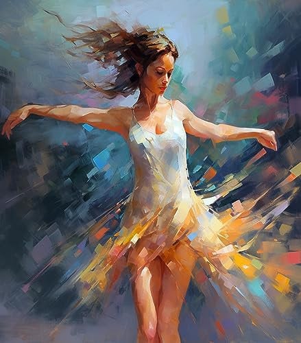 Ccfqiangtie Kit de Peinture à l'huile sur Toile Bricolage,Danseuse,Jupe,Belle Fille,Peinture numéro Kit pour Adultes et Enfants,cadeau d'anniversaire de noël,40x50cm