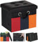 COSYLAND Ottoman storage box small folding storage box, 43 x 33 x 33 cm Storage Box with Lids for Kids toys, leather bedroom hallway living room, foldable Black Yellow Red