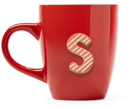 Tazza Mug in Ceramica RossaNatalizia Personalizzata con Iniziale Nome a Forma di Biscotto Natalizio Idea Regalo Festa Colazione Natale Decorazioni Natalizie Divertente Simpatica The Latte Caffè Tisana