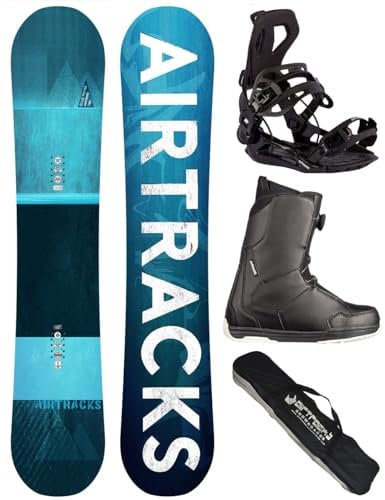 AIRTRACKS Snowboard Set Board Blue Drifter Wide Hybrid Rocker 164 + Snowboard Bindung Master + Boots Master ATOP 44 + Sb Bag