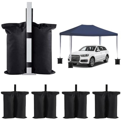 ADERTOS 5 Pack Gazebo Weights Bag 600D Sand Bags Tent Sandbags Industrial Sand Weight Bags Heavy Duty Gazebo Feet Sandbags Stand for Pop up Canopy Tent Parasols Canopies Shade (Black, Double-Stitched)