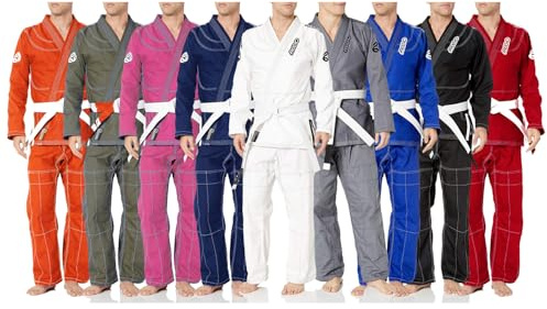 REEVO Ultralight BJJ Gi - Brazillian Jiu Jitsu Uniform w/Free White Belt Red A2