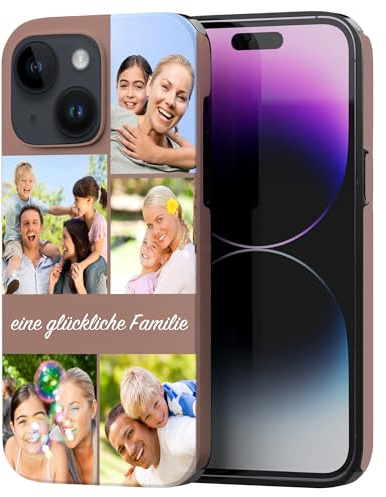 Easycosy zweischichtige personalisierte Handyhülle für iPhone 16 15 14 13 12 Pro/Max/Mini XR X Xs Max- Individuelle Geschenke selbst gestalten mit Foto und Text- Stoßfeste Kratzfeste weiche TPU Hülle