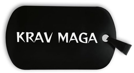 Lauthings Martial Arts Israel Krav Maga Schlüsselanhänger, Militär-Stil, Erkennungsmarke, Edelstahl, Schwarz, Schwarz , One size