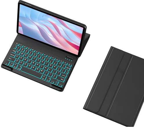 HLTOOP Tastatur Hülle für Honor Pad X9 11,5 Zoll 2023, Abnehmbare Kabellose Tastatur Mit Hintergrundbeleuchtung Und Schutzhülle,Schwarz