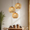 Pendelleuchte 3-Flammig Vintage Esstisch Rattan Bambus Pendellampe Retro Stil Laterne E27 Kronleuchter Antik Lampe Landhaus Hängelampe Wicker Lampenschirm Schlafzimmer Wohnzimmer Cafe Bar Deckenlampe(