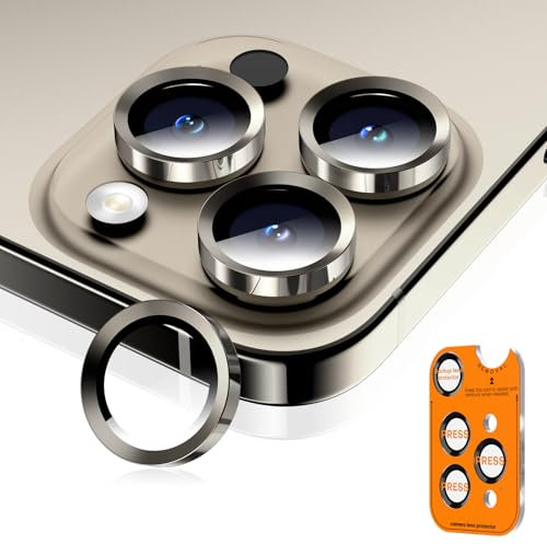 Wumigoo Camera Lens Protector for iPhone 16 Pro Max/16 Pro/15 Pro Max/15 Pro/14 Pro Max/14 Pro,Sapphire Glass Metal Individual Camera Cover Screen, Anti-drop, Case Friendly- Natural Titanium