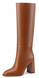 QUEEN HELENA Stivali Alti con Tacco Casual Eleganti Donna K3300 (Cuoio, Sistema Taglie Calzature EU, Adulto, Donna, Numero, Media, 39)