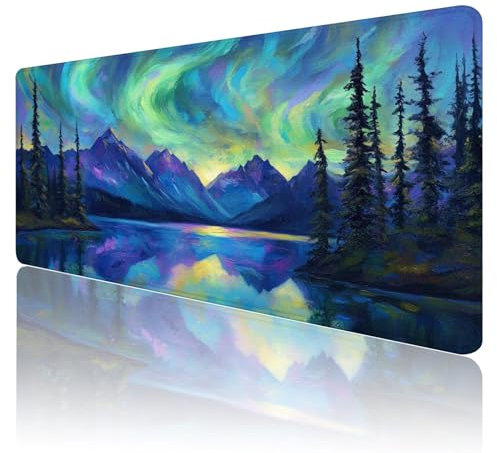 Tapis de Souris Aurore Tapis de Souris Gamer XXL 1200x600x3mm ImperméAble Et AntidéRapant Mousepad Bords Cousus Une éTendu SousMains Tapis Souris Paysage pour Gamer, Pc et DéCoration de Bureau J29