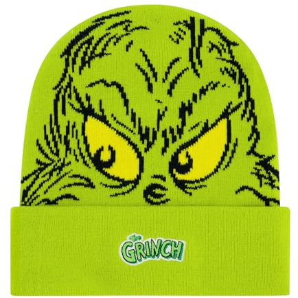 Concept One Unisex-Erwachsene Dr. Seuss The Grinch, Adult Cuffed Knit Winter Cap Beanie-Mütze, Grün, Medium