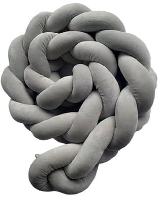 champracer Lagen Superweich Knotenkissen, Dekokissen, flauschig, geflochten, geflochtenes Seitenschläferkissen,Deko Kissen Für Wohnzimmer, handgefertigt in Europa (Grau,200 cm)