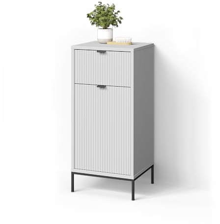 Livinity Badschrank ATERNO, Weiß, 40 x 87 cm | mit Tür und Schublade