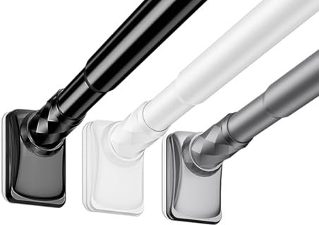 Gardinenstange Ohne Bohren 40-500cm,Ø33mm Gardinenstange Deckenmontage Für Große Fenster,teleskop Gardinenstange Für Duschvorhangstange, Ausziehbare Teleskopstange Klemmstange(Schwarz,360-450cm)