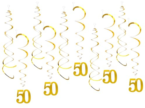 20 Stück Deko Goldene Hochzeit 50. Geburtstagsdeko, Spiralen Girlande Hängedeko für Deko 50. Geburtstag Mann Frau, Goldene Hochzeit Dekoration Jubiläum Partydeko Gold 50 für Geburtstag, Hochzeitstag