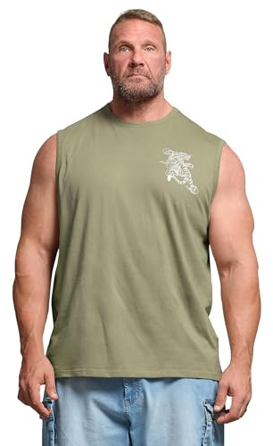 BadRhino Big & Tall Basil Tiger Graphic Vest Top - Men's - Plus Size Curve