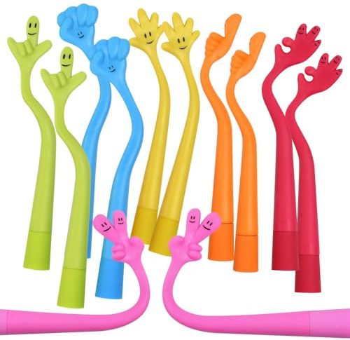 Huucozn 12 Stück Kugelschreiber Cartoon Finger Lustige Stifte Silikon Niedliche Gelstifte Cartoon kugel Schreiber süß Stifte Kinder Mitgebsel Lustige stift Cartoon-Kugelschreiber für Geburtstag Party