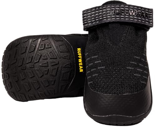RUFFWEAR Ridgeline Hundeschuhe, robuste Hundeschuhe für Haustiere, auf heißen oder kalten Oberflächen, Lauf-, Kletter- und Wanderausrüstung, Obsidian-Schwarz, Größe 7,6 cm, 2 Stück