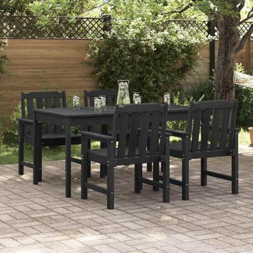 Frdhee Lot de 4 chaises de jardin à dossier haut - En plastique - Noir - 65,5 x 55,5 x 88 cm - Pour piscine, jardin, arrière-cour, pelouse