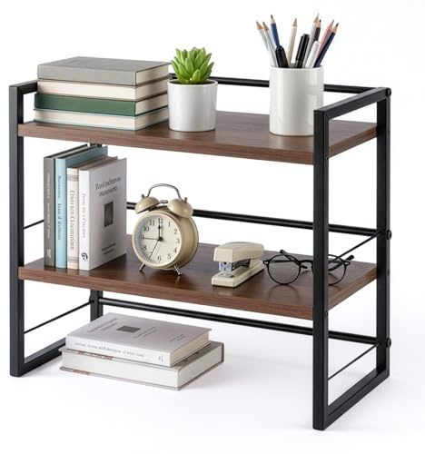 PetHot Holz Schreibtischregal Organizer Büro Schreibtisch Bücherregal Aufbewahrung Regal und Schrankdekoration Regal für den Schreibtisch und Kommode Bücherregal Zubehör Aufbewahrungsregal (Braun)