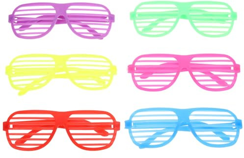 WEKAMOS 6 Stück pack Jalousien Partybrillen aus Robustem Kunststoff Leichte Shutter Sonnenbrillen für Foto Requisiten und Partys