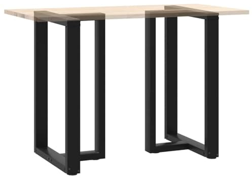 Vorpalize Lot de 2 pieds de meubles en forme de T - Noir - 60 x 35 x (90-91) cm - Acier revêtu par pulvérisation - Pour tables mange-debout - Avec pieds de nivellement réglables