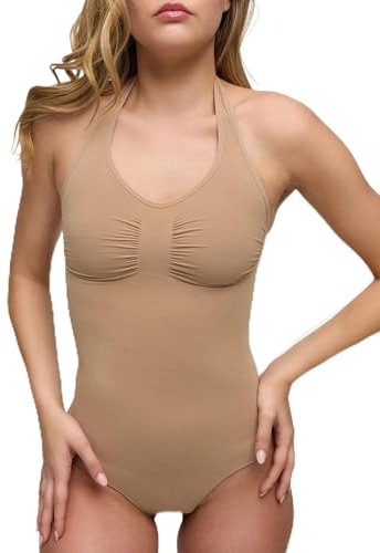 creamy fabrics Neckholder Bodysuit Shapewear Damen – Figurformender Body mit Slip – Starke Bauchkontrolle & Taillenformung – Nahtlos & unsichtbar unter Kleidung – Sculpting Body