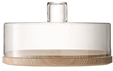 LSA Lotta Gebäck-/Käseglocke & Unterteil aus Esche, Glas, Clear, 32 cm