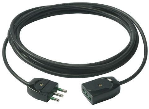 Vimar 0P32387 cavo prolunga elettrica lineare 5m, spina e Bpresa 16A, nero | Prolunga 5 m con cavo H05VV-F 3G1, spina 16 A e presa SICURY standard italiano, potenza 3680 W