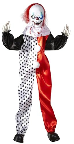 W WIDMANN MILANO Party Fashion - Killer Clown Dekofigur 90 cm | Halloween Deko mit leuchtenden, farbwechselnden Augen und Skeletthänden für Horror Mottopartys