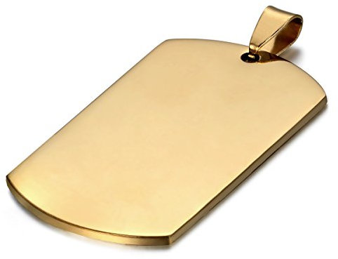 JewelryWe Personalisierte Schmuck Herren Damen Halskette mit Gravur, Edelstahl Militärische Erkennungsmarke Armee Stil Dog Tag Anhänger mit 55cm Kette, Gold