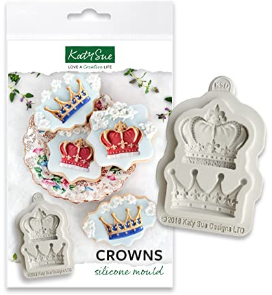 Katy Sue Royal Crowns Silicone Mould for Cake Decorating & Crafts. Makes 2 Crowns for Use with Fondant, Sugar Paste, Air Dry Clay, Resin, & Chocolate by Katy Sue Moulds