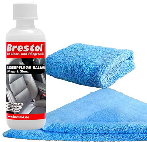 Brestol LEDERBALSAM Set1 (300 ml + 2X Poliertuch) - Lederschutz Ledersitze Autositze Auto Leder Glattleder Kunstleder Sofa Couch Ledercouch