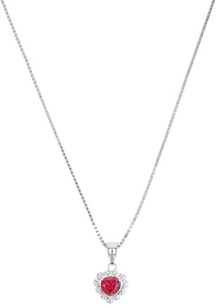Amor Kette mit Anhänger 925 Sterling Silber Mädchen Kinder Halsschmuck, mit Zirkonia synth., 35+3 cm, Silber, Herz, Kommt in Schmuck Geschenk Box, 2021186