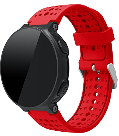 TopTen Uhrenarmband Kompatibel mit Garmin Forerunner 220/230/235/620/630 GPS-Laufuhr, Silikon-Sportarmband Armband Ersatzzubehör Verstellbares Armband (rot)