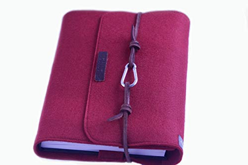 rot Kalender Hülle PERSONALISIERT Notizbuch A5 Filz Name Einband Leder retro Vintage Geschenk Schule Abitur Ausbildung Studium lässig